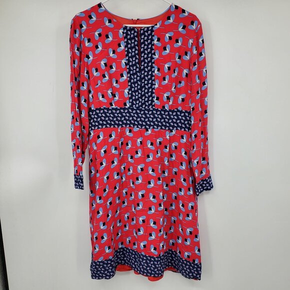 Boden Floral Daisy Peony Pink and Blue Long Sleeved Shift Sheath Dress 12R - Picture 1 of 10